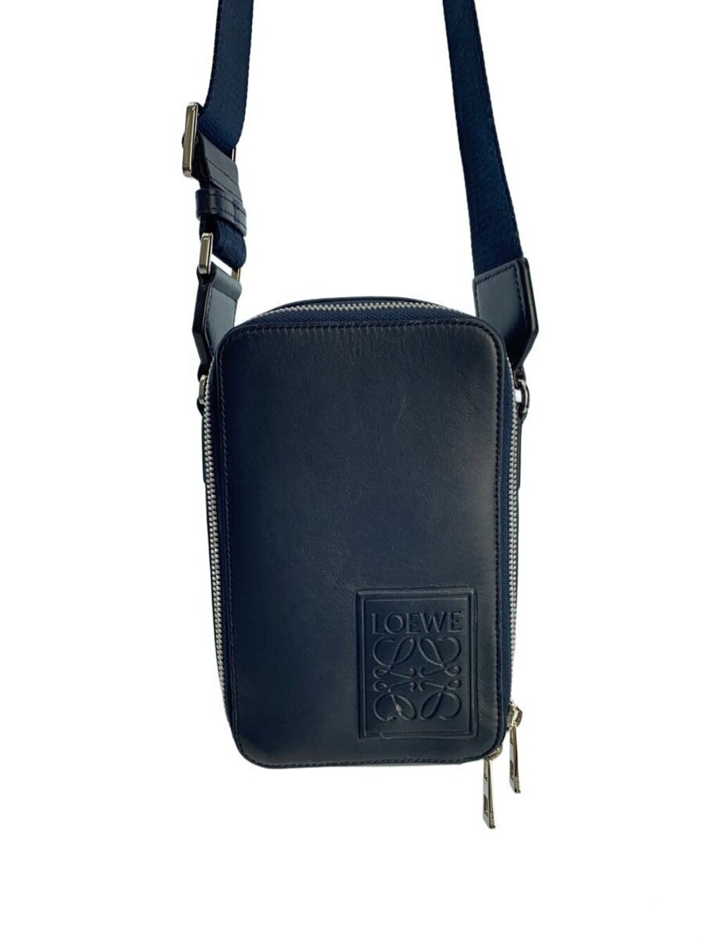 LOEWE Vertical Crossbody leather embossed Anagram logo Black